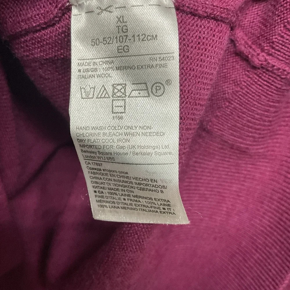 Banana Republic Baruffa Merino Wool Crewneck Men's Sweater Raspberry Sz XL‎
